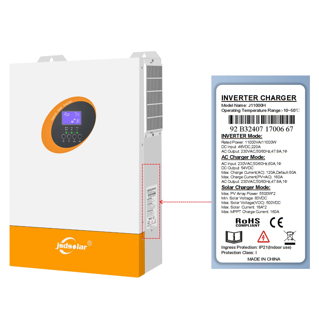 JSD Solar 11KV/48V Hybrid Inverter