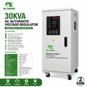 A&E Dunamis 30KVA Single Phase Servo Voltage Stabilizer (80v-260v) T-SERIES A&E Dunamis 30KVA Servo Voltage stabilizer Desktop (80V-260V) T-SERIES